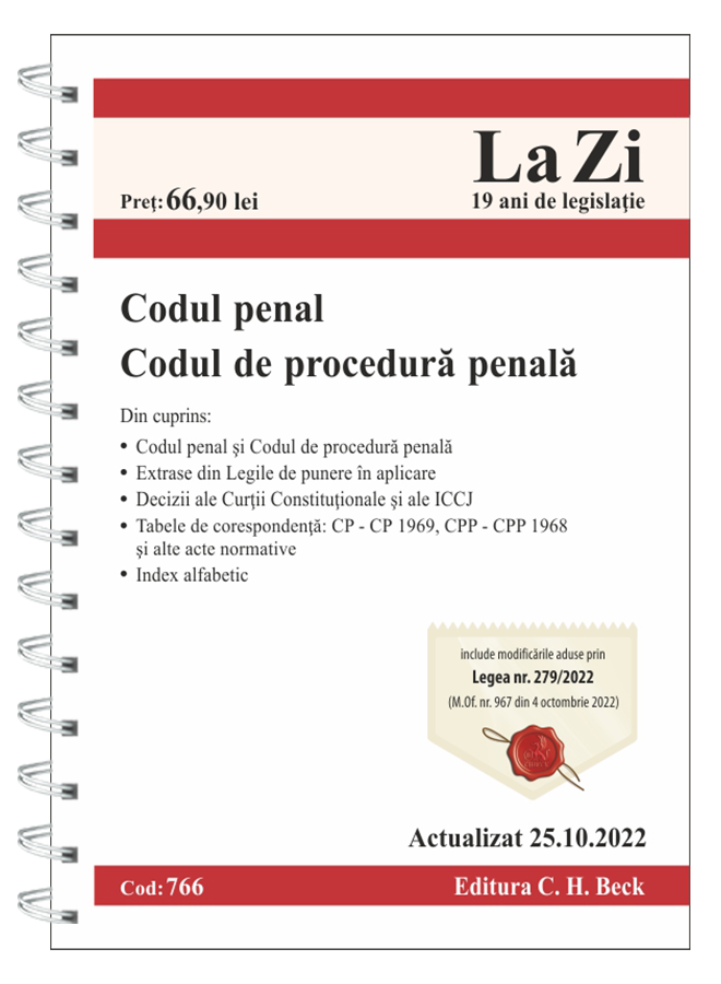 Codul penal și Codul de procedură penală. Cod 766. Actualizat la 25.10.2022